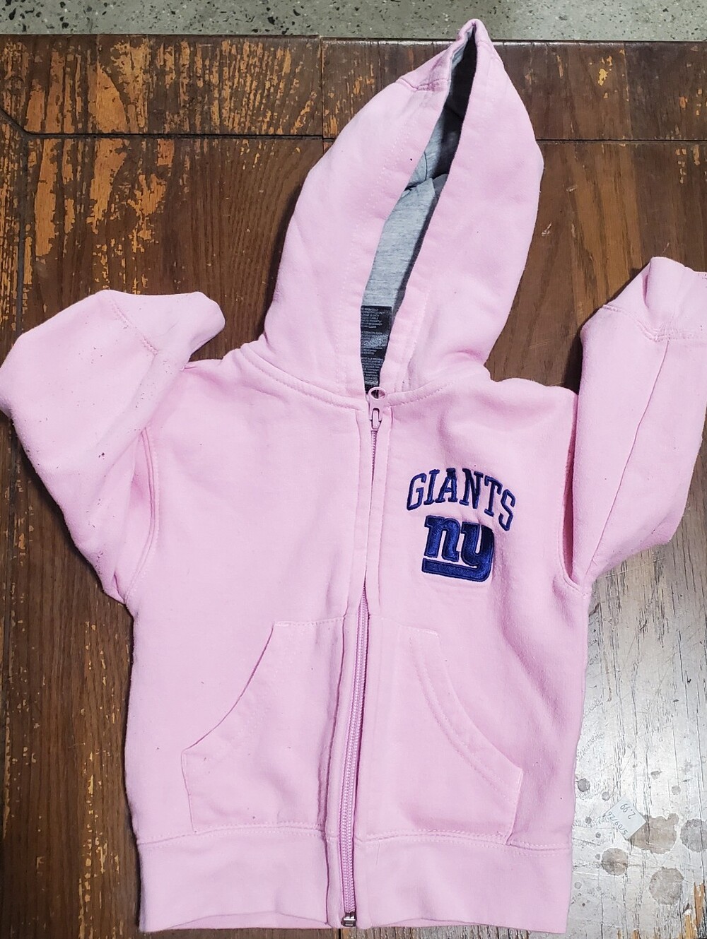 NFL New York Giants Pink Fleece Full Zip Hoodie Toddler Size 2T